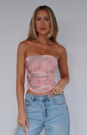 Pink White Fox Boutique Give Me Notice Strapless Tops | US_69234WMBD