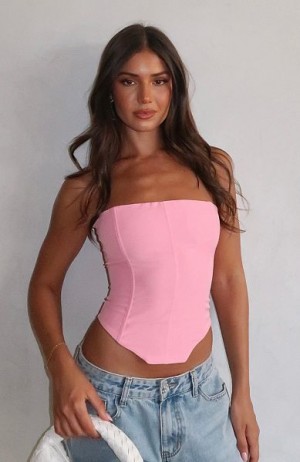 Pink White Fox Boutique Let It Go Strapless Tank Top | US_07415FUKA