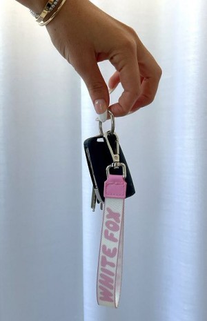 Pink White Fox Boutique Next Level Strap Keychains | US_12930HNWJ