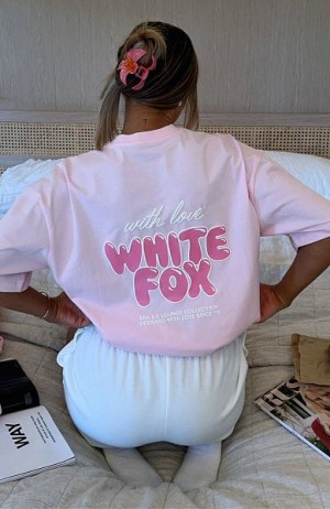 Pink White Fox Boutique With Love Always Oversized T-shirt | US_28437MKDJ