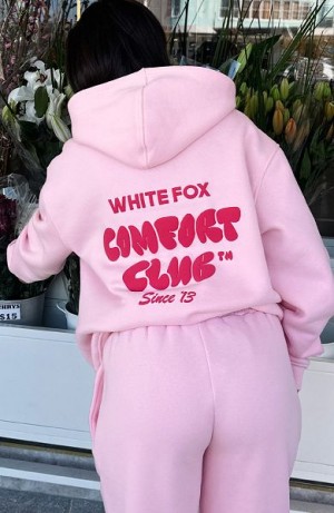 Pink / Red White Fox Boutique Comfort Club Oversized Hoodie | US_30582CDBJ