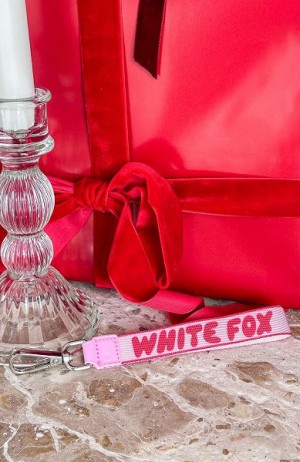 Pink / Red White Fox Boutique Next Level Strap Keychains | US_74260SIAC