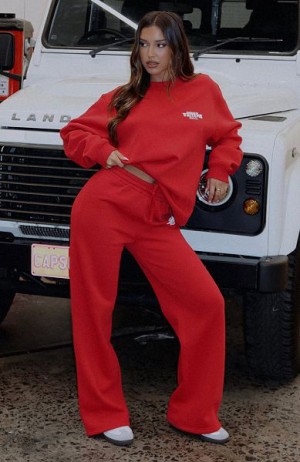 Red White Fox Boutique Capsule 9 Rodeo Crew Wide Leg Sweatpants | US_20419OJGN