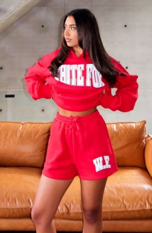 Red White Fox Boutique Decade Classics Varsity Lounge Shorts | US_96137RDTS