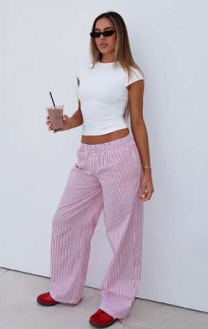 Red White Fox Boutique Not Scared Anymore Striped Pants | US_92345JYOT