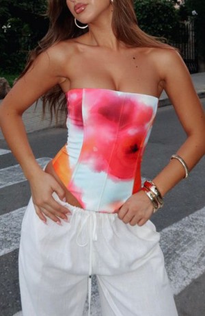 Red / White White Fox Boutique Let It Go Strapless Tank Top | US_82073ITXV