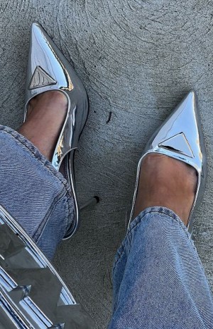 Silver White Fox Boutique Georgie Slingback Heels | US_34801REMK