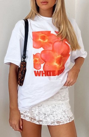 White White Fox Boutique Bloom For You Oversized T-shirt | US_20681CMQT