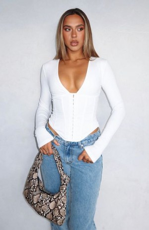 White White Fox Boutique In Pursuit Long Sleeve Corset | US_47106GWTY