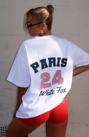 White White Fox Boutique Team Paris Oversized T-shirt | US_51068FOHM