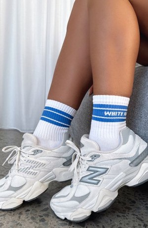 White / Blue White Fox Boutique Count On It Socks | US_54097PMEG