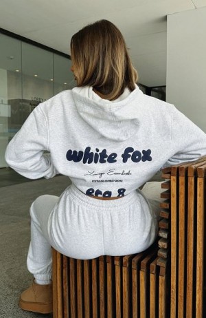 White / Blue White Fox Boutique Era 8 Oversized Hoodie | US_51784DVEJ