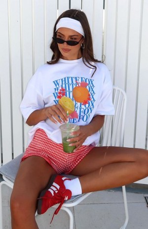 White / Blue White Fox Boutique Oh So Sweet Oversized T-shirt | US_38195CUAH