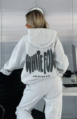 White / Grey White Fox Boutique Archive 6.0 Oversized Hoodie | US_30265CVQS