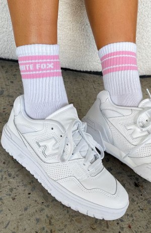 White / Pink White Fox Boutique Count On It Socks | US_28910FXSB