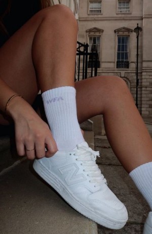 White / Purple White Fox Boutique Wfa Socks | US_52816DOJS