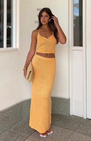 Yellow White Fox Boutique One Time Offer Crochet Maxi Skirts | US_78405QAXN