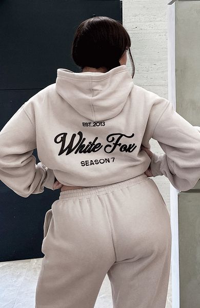 Beige / Black White Fox Boutique Season 7 Oversized Hoodie | US_49130ILHJ