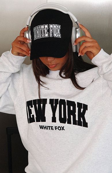 Black White Fox Boutique Decade Classics Varsity Caps | US_92604XFUR