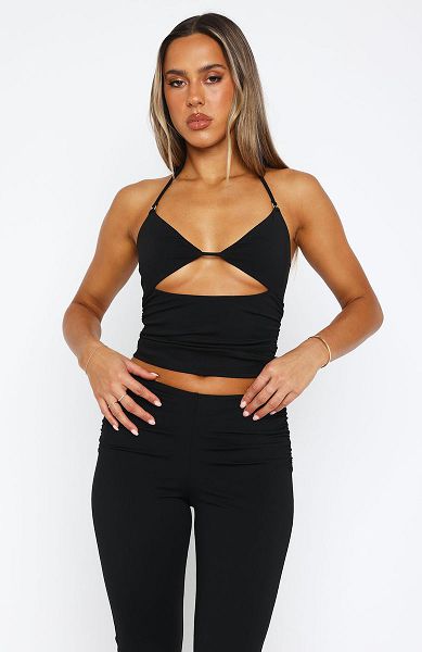 Black White Fox Boutique Rare Combination Halter Tops | US_92430FGZH