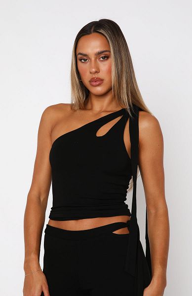 Black White Fox Boutique Reckless Romance One Shoulder Tops | US_60793WZAV