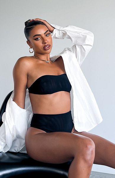 Black White Fox Boutique Secrets Out Mesh Bandeau Cropped Tops | US_85149FWBJ