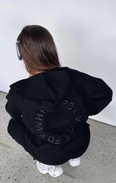 Black White Fox Boutique Stay Lifted Oversized Hoodie | US_29571VAIM