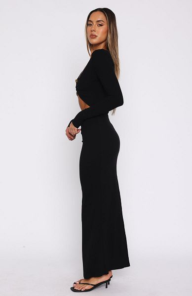 Black White Fox Boutique Thinking Clearly Long Sleeve Maxi Dress | US_20897LDMV