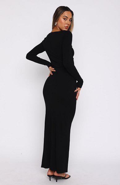 Black White Fox Boutique Thinking Clearly Long Sleeve Maxi Dress | US_20897LDMV