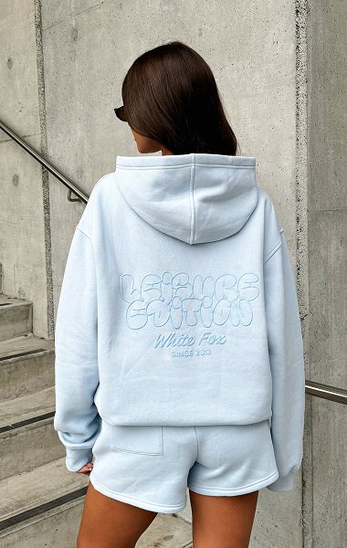 Blue White Fox Boutique Leisure Edition Oversized Hoodie | US_64329KXZF