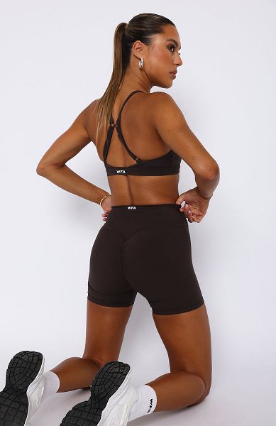 Brown White Fox Boutique Endurance Scrunch High Waisted Shorts | US_09658WYJK