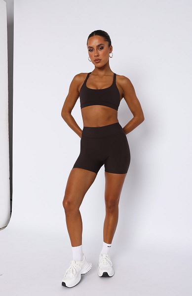 Brown White Fox Boutique Endurance Scrunch High Waisted Shorts | US_09658WYJK