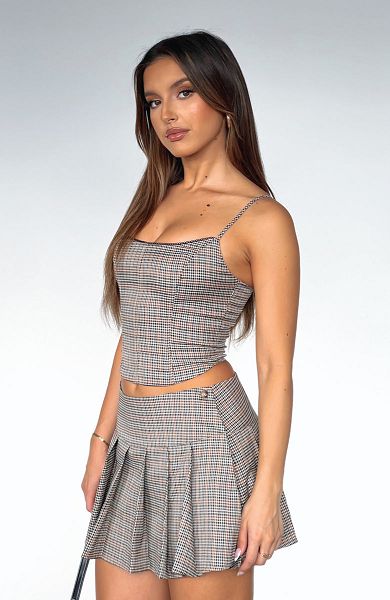 Brown White Fox Boutique So Simple Pleated Mini Skirts | US_31450UXLA