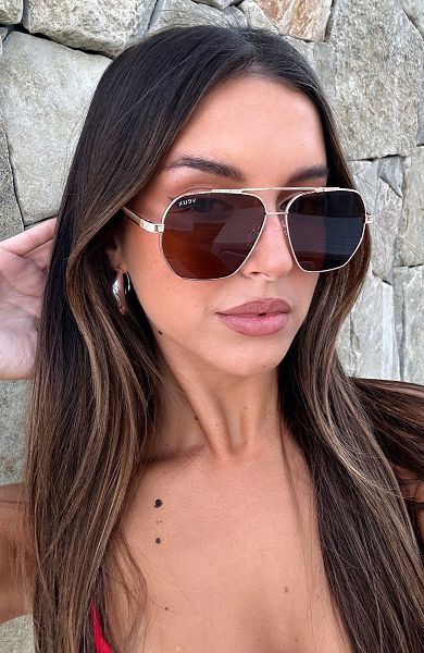 Brown / Black White Fox Boutique Tahoe Sunglasses | US_08134ZMTK