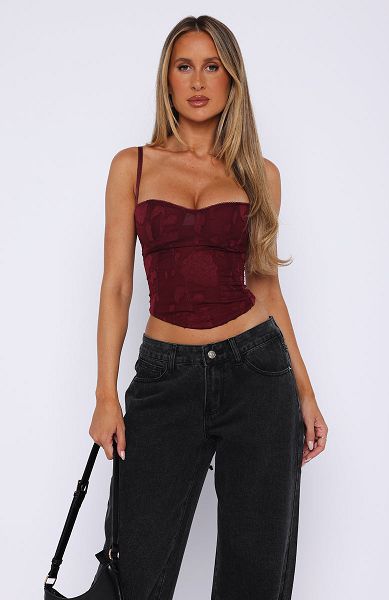 Burgundy White Fox Boutique Broken Dreams Tank Top | US_78691YVZL