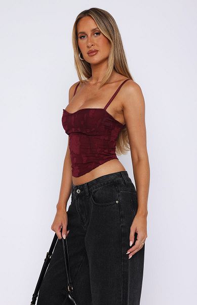 Burgundy White Fox Boutique Broken Dreams Tank Top | US_78691YVZL