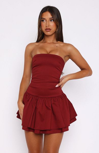 Burgundy White Fox Boutique Early Hours Mini Dress | US_80716WNVR