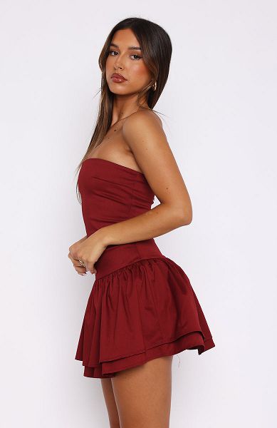 Burgundy White Fox Boutique Early Hours Mini Dress | US_80716WNVR