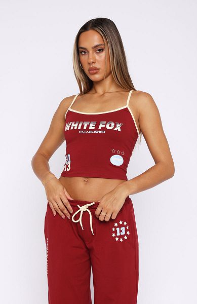 Burgundy White Fox Boutique Full Schedule Tops | US_64290GOTK