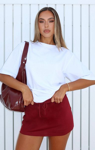 Burgundy White Fox Boutique Just Be Honest Mini Skirts | US_91643LUYV