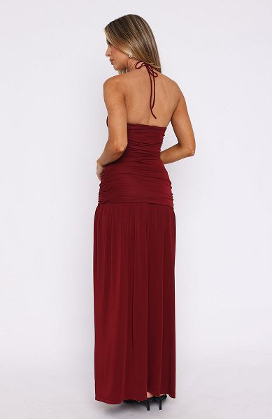 Burgundy White Fox Boutique Sweet Skies Maxi Dress | US_93780JYQF