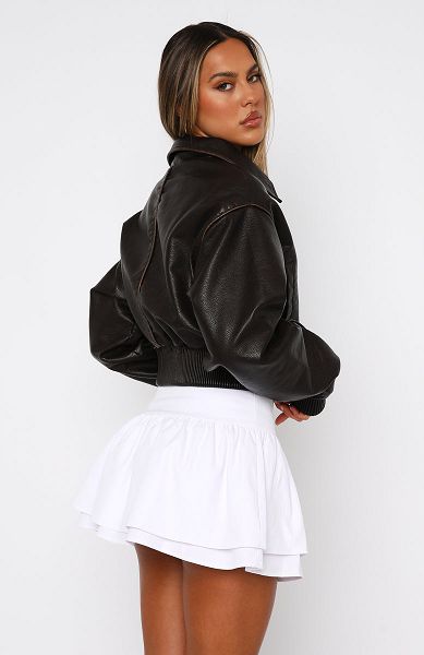 Chocolate White Fox Boutique Wise Beyond Pu Bomber Jackets | US_28763XMUJ