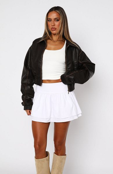 Chocolate White Fox Boutique Wise Beyond Pu Bomber Jackets | US_28763XMUJ