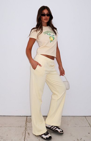 Cream White Fox Boutique Can\'t Sleep Wide Leg Sweatpants | US_48025XOFN