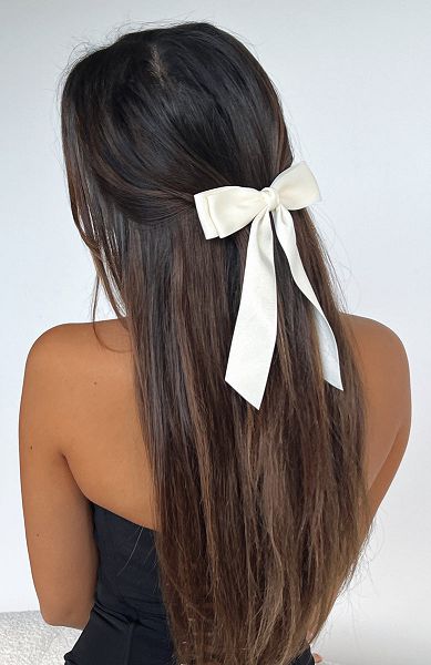 Cream White Fox Boutique Sweet Serenity Bow Hair Accessories | US_52496FMKR