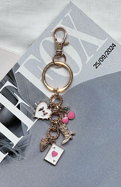 Gold / Pink White Fox Boutique Karina Keychains | US_84951MUJA