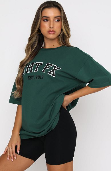 Green White Fox Boutique Varsity T-shirt | US_81047VBYI