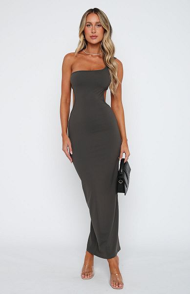 Grey White Fox Boutique Midnight Dancing One Shoulder Maxi Dress | US_70641TMBZ