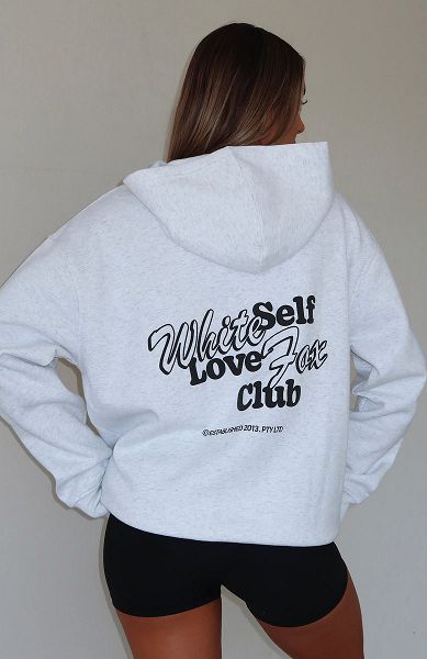 Grey White Fox Boutique Self Love Always Oversized Hoodie | US_18047VMZG