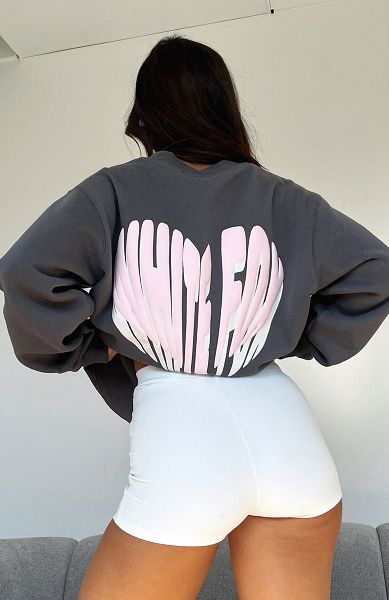 Grey / Pink White Fox Boutique Love Burst Oversized Sweaters | US_15432SEUR